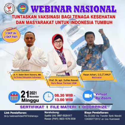 Webinar Nasional Tuntaskan Vaksinasi Bagi Tenaga Kesehatan dan Masyarakan Untuk Indonesia Tumbuh