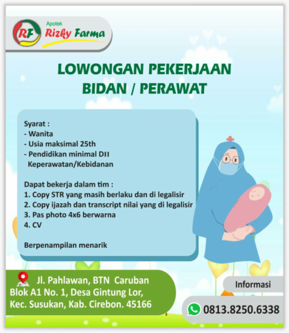 Lowongan Bidan/Perawat Apotek Rizky Farma