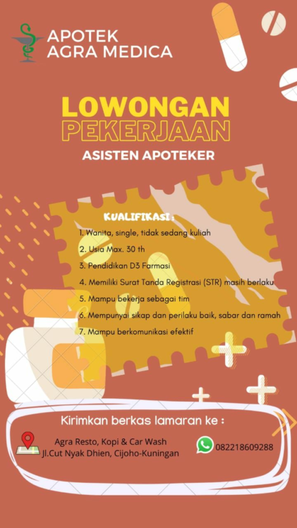 Lowongan Asisten Apoteker Agra Medica