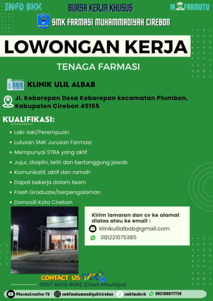 Lowongan Tenaga Farmasi Klinik Ulil Albab