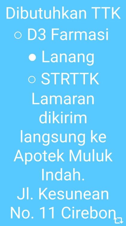 Lowongan Apotek Muluk Indah Cirebon