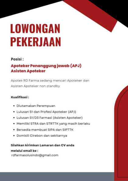 Lowongan Apotek RD Farma Cirebon