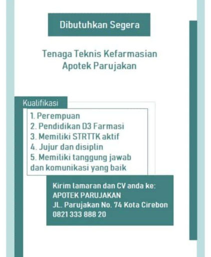 Lowongan Apotek Parujakan Cirebon