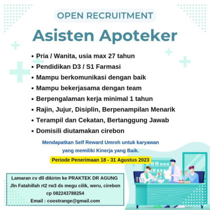 Lowonga Asisten Apoteker Praktek dr. Agung Cirebon
