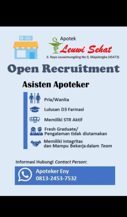 Lowongan Apotek Leuwi Sehat Majalengka