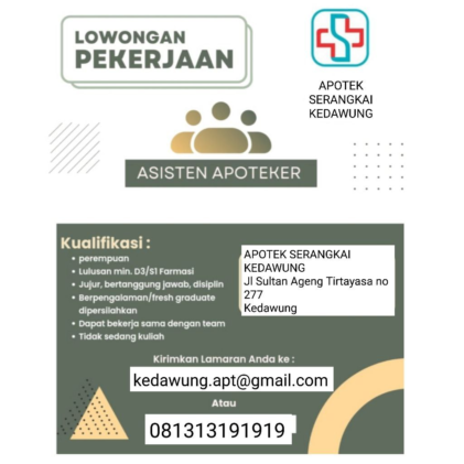 Lowonga Asisten Apoteker Apotek Serangkai Kedawung Cirebon