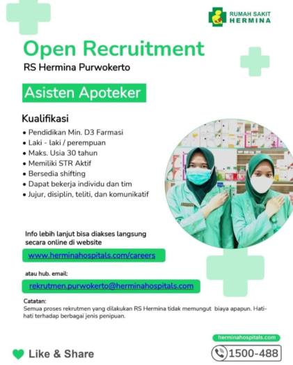 Lowongan Asisten Apoteker RS Hermina Purwokerto